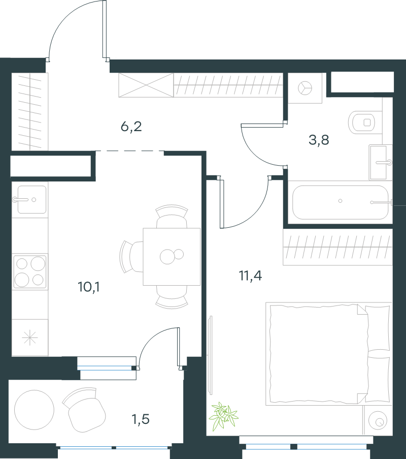 1 ккв 33 м²