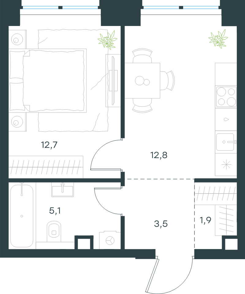 1 ккв 36 м²