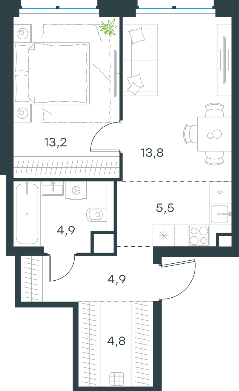 2 ккв (Евро) 47,1 м²