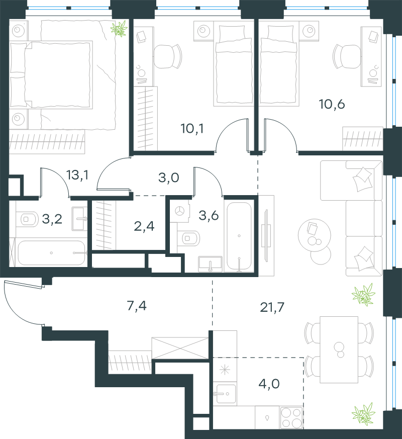 4 ккв (Евро) 79,1 м²