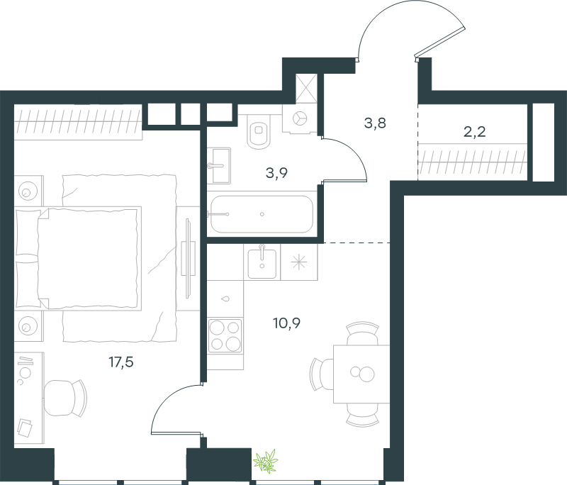 1 ккв 38,3 м²