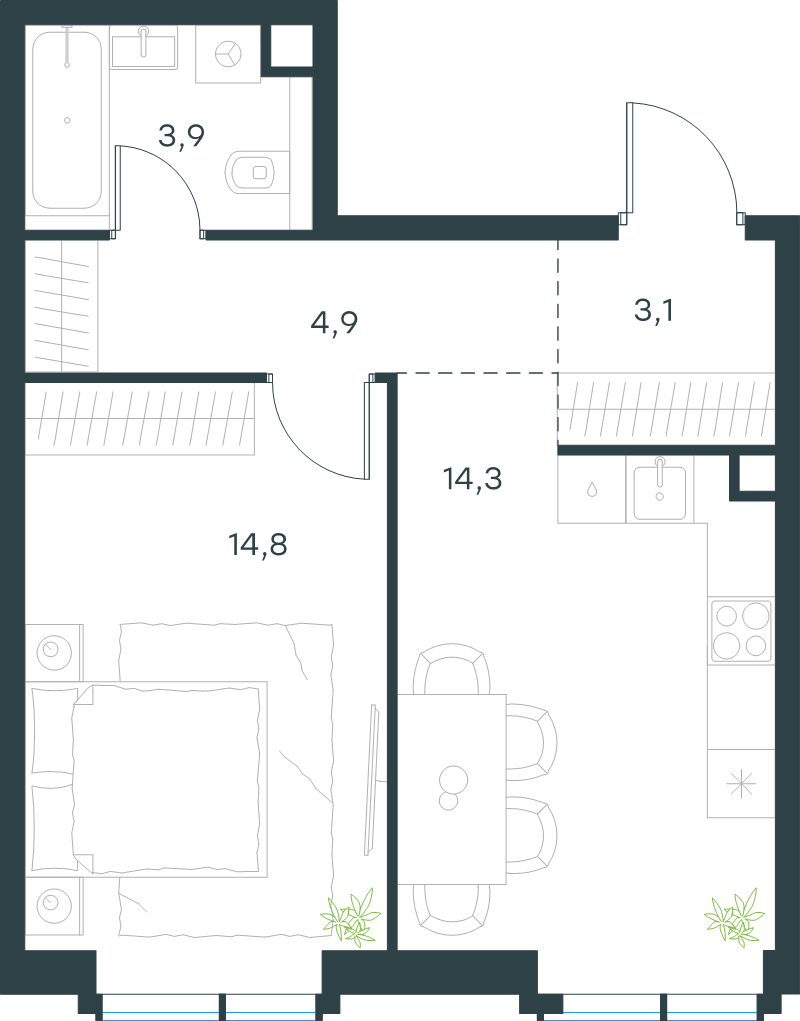 1 ккв 41 м²