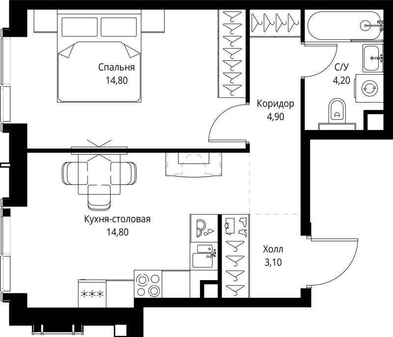 1 ккв 41,5 м²