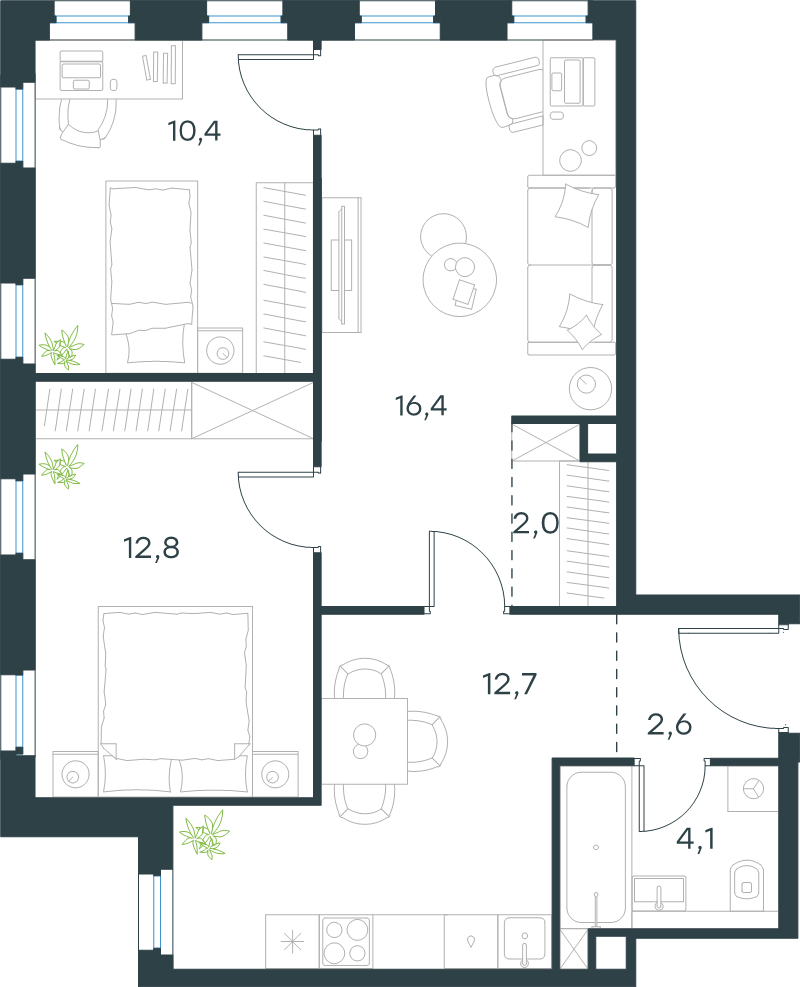 3 ккв 61 м²