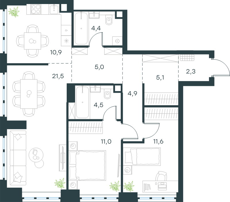 3 ккв 81,2 м²