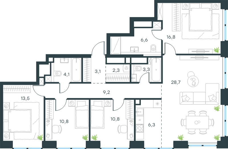 5 ккв (Евро) 115,2 м²