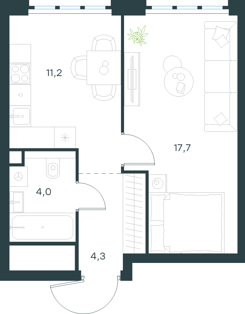 1 ккв 37,2 м²