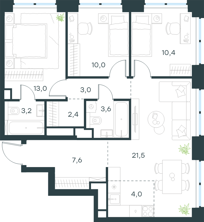 4 ккв (Евро) 78,7 м²