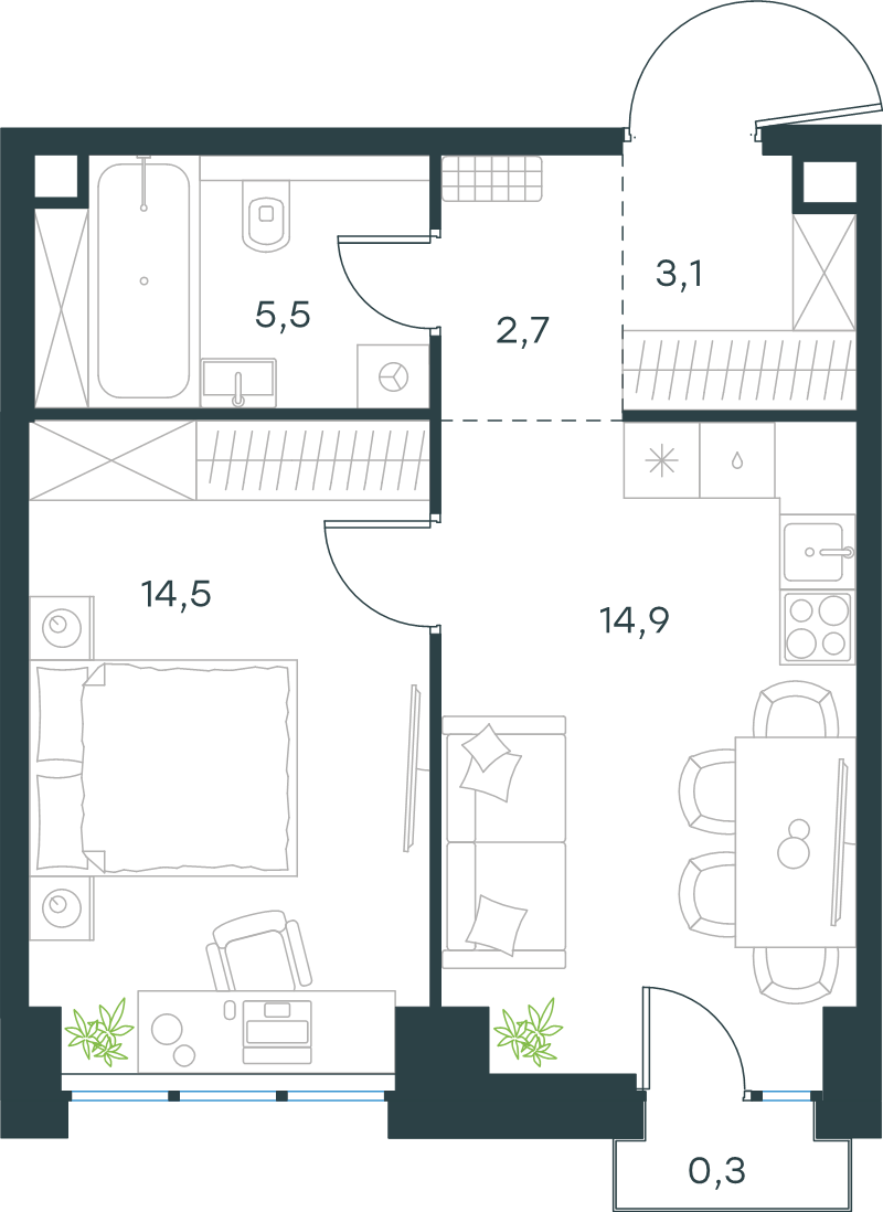 1 ккв 41 м²