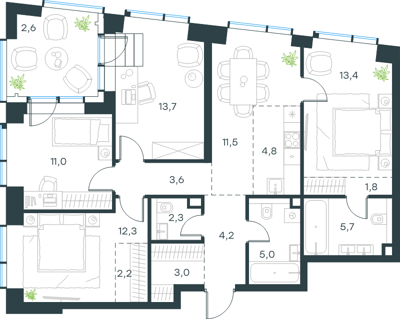 5 ккв (Евро) 97,1 м²