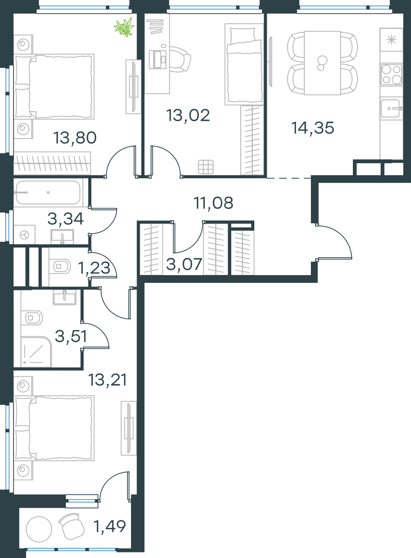 3 ккв 78,2 м²