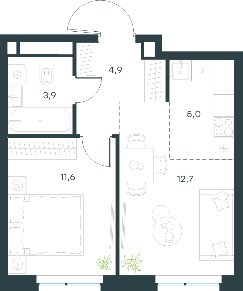2 ккв (Евро) 38,1 м²