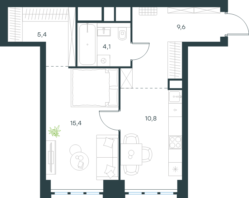1 ккв 45,3 м²