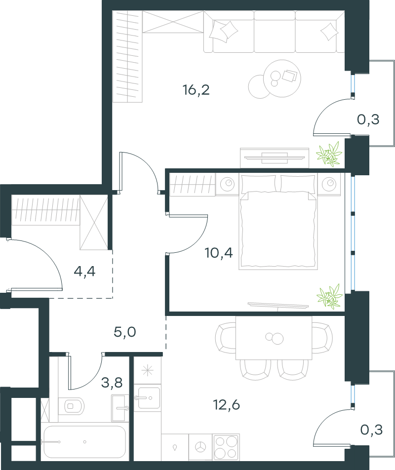 2 ккв 53 м²