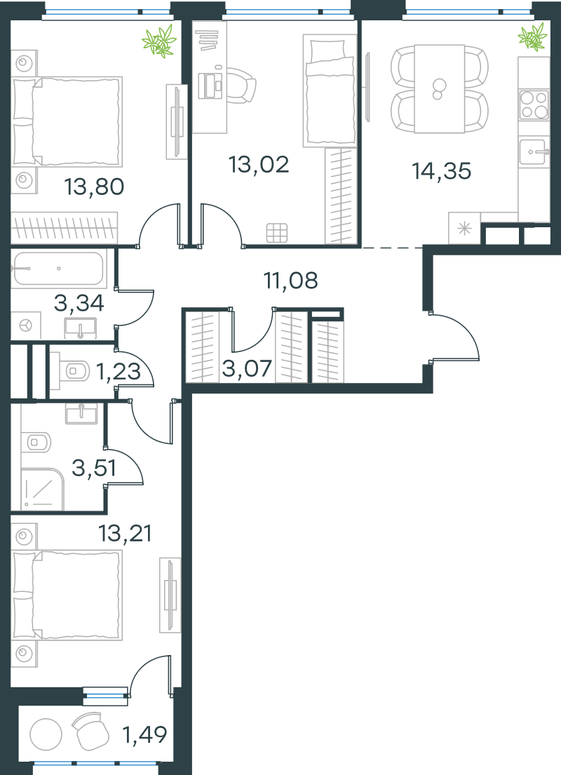 3 ккв 78,2 м²