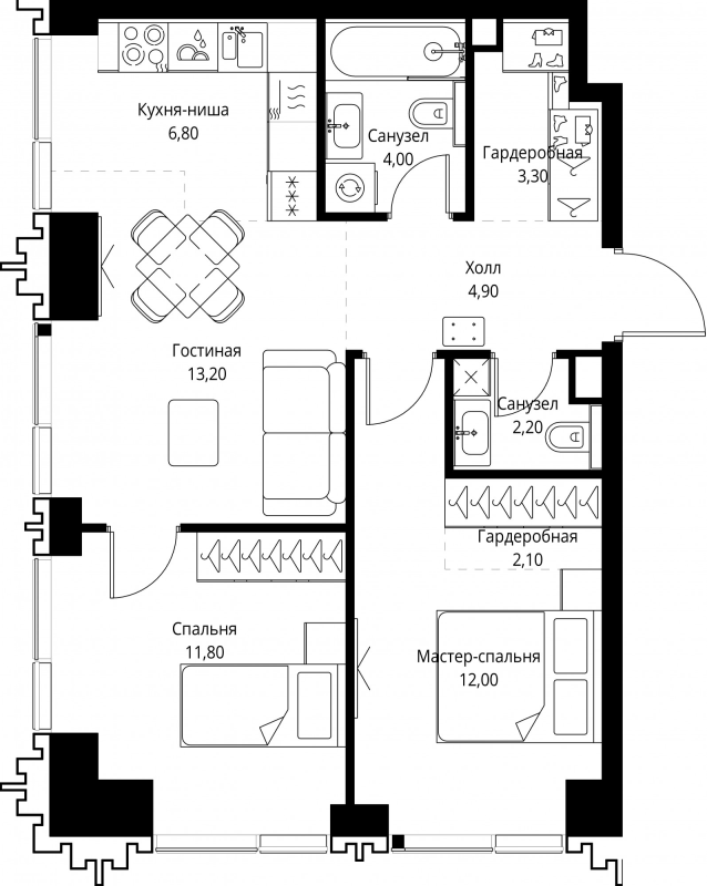 3 ккв (Евро) 59,3 м²