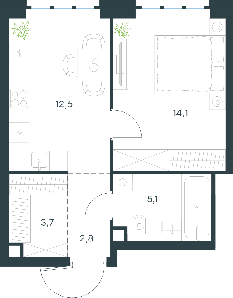 1 ккв 38,3 м²