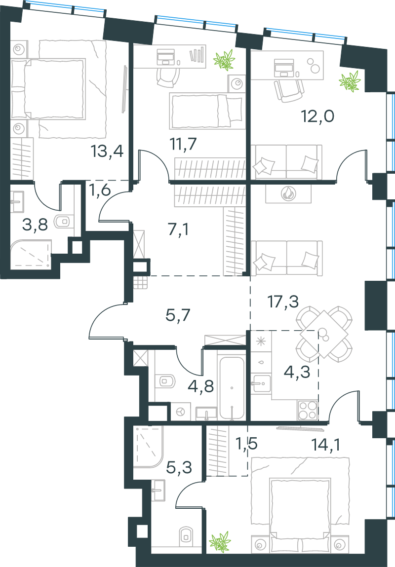 5 ккв (Евро) 102,6 м²