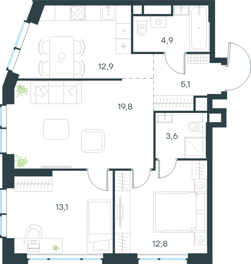 3 ккв 72,2 м²