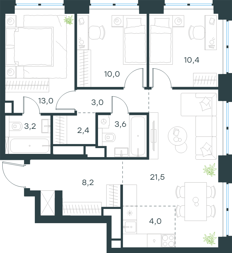 4 ккв (Евро) 79,3 м²