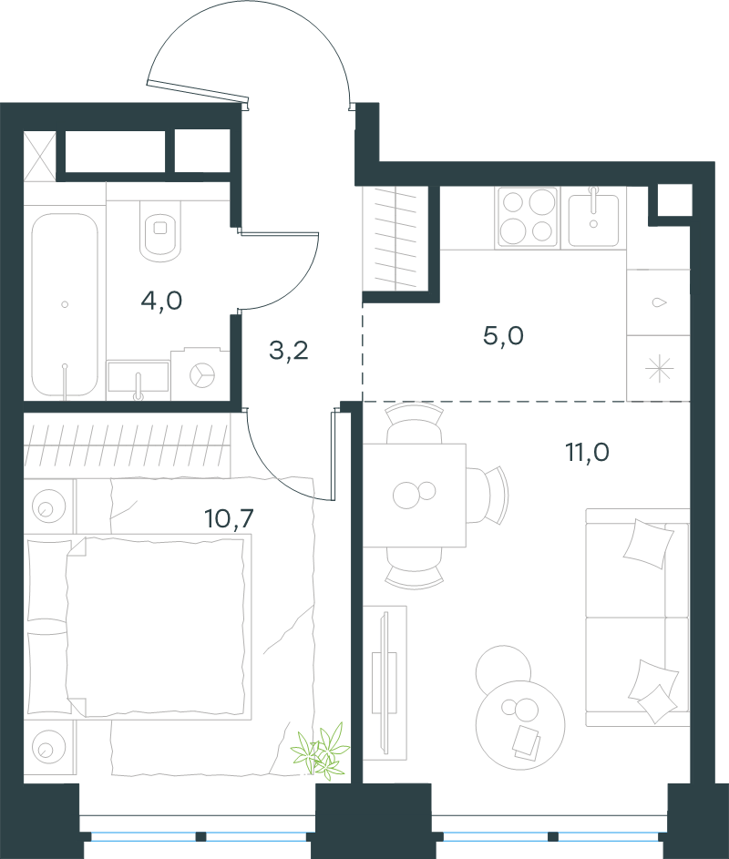 2 ккв (Евро) 33,9 м²