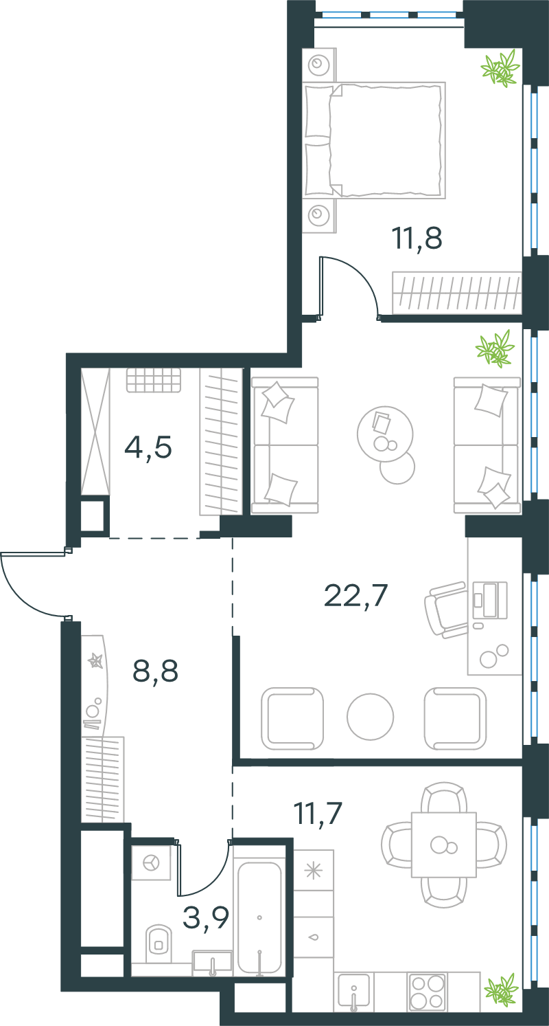2 ккв 63,4 м²