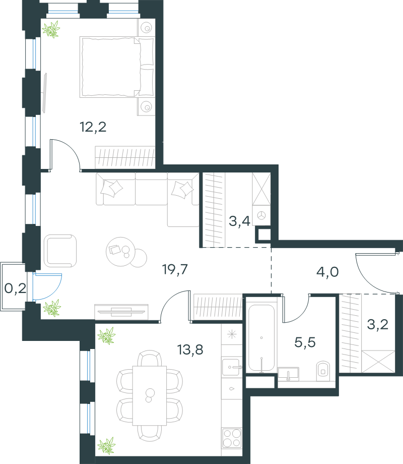 2 ккв 62 м²
