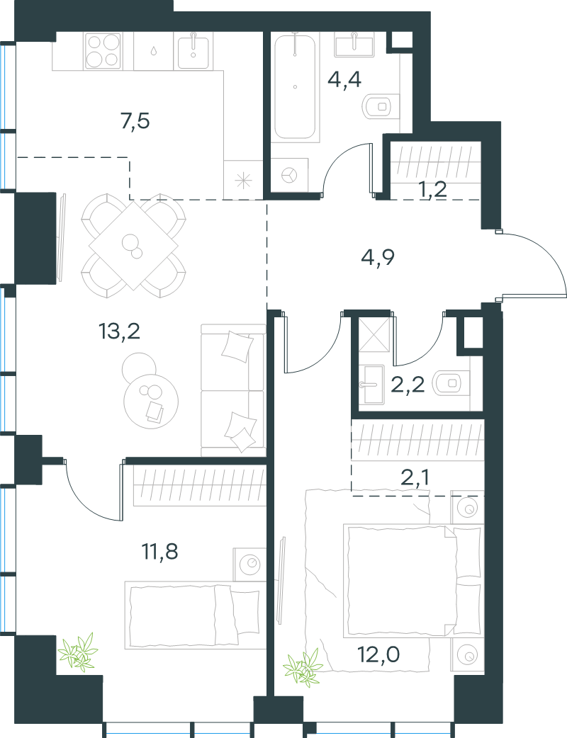 3 ккв (Евро) 59,3 м²