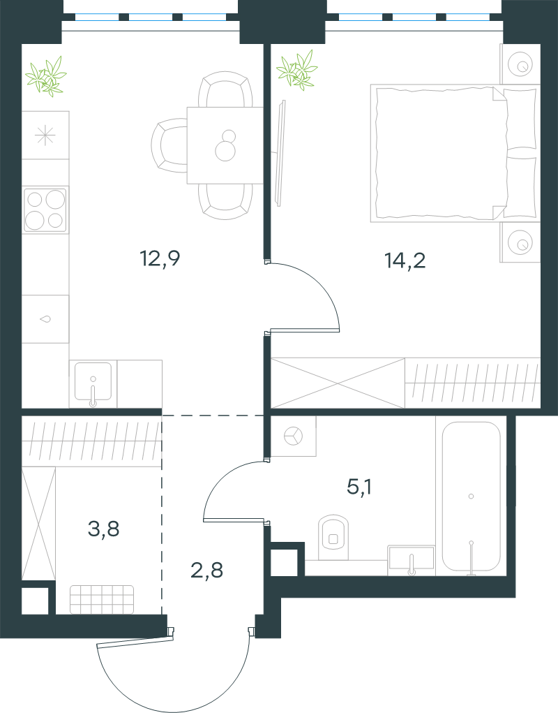 1 ккв 38,8 м²