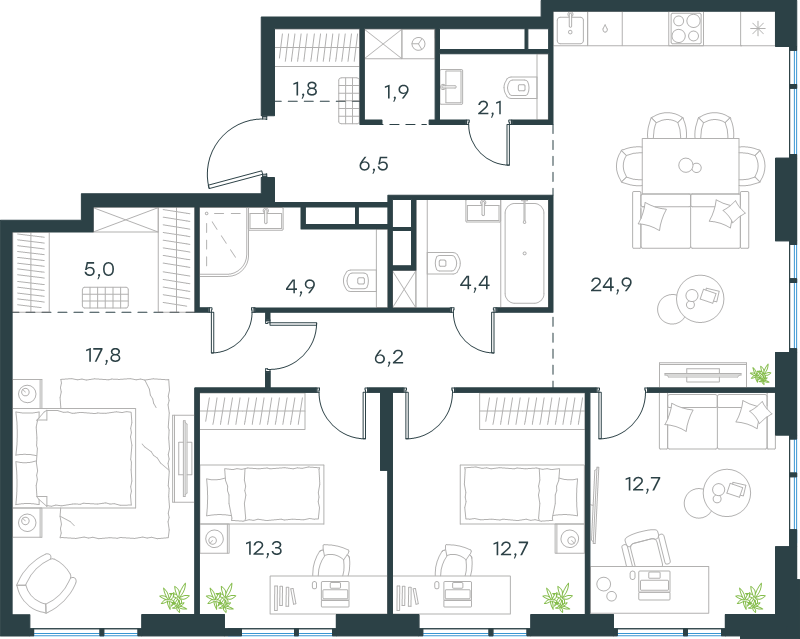 5 ккв (Евро) 113,2 м²