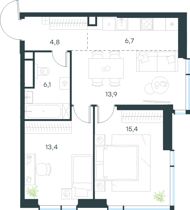 3 ккв (Евро) 60,3 м²