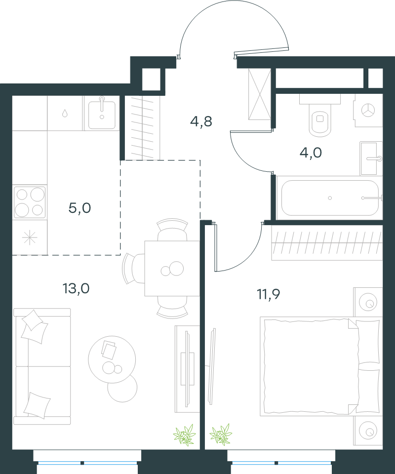 2 ккв (Евро) 38,7 м²