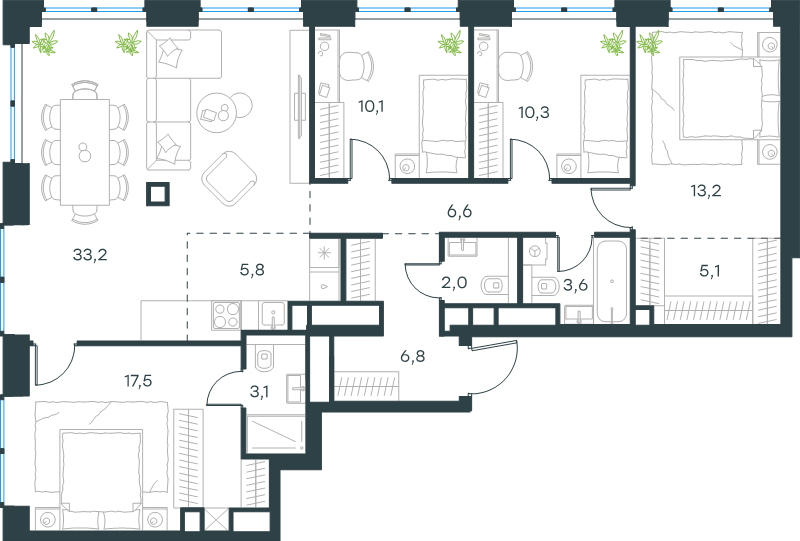 5 ккв (Евро) 117,3 м²