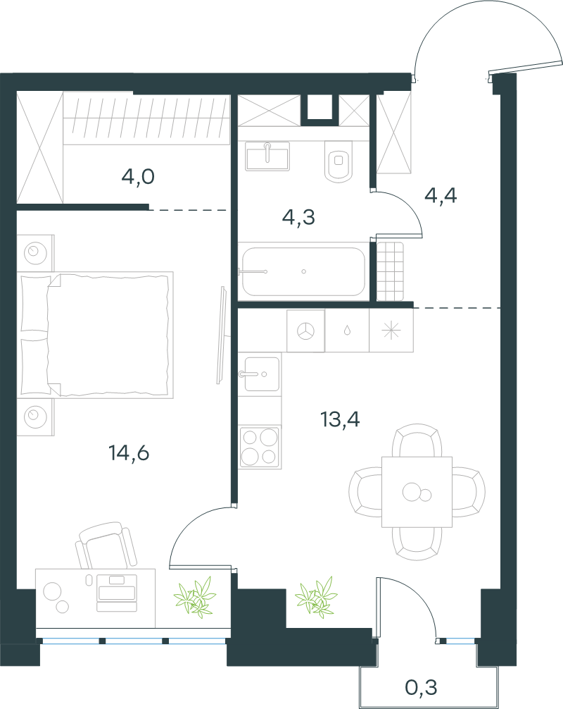 1 ккв 41 м²
