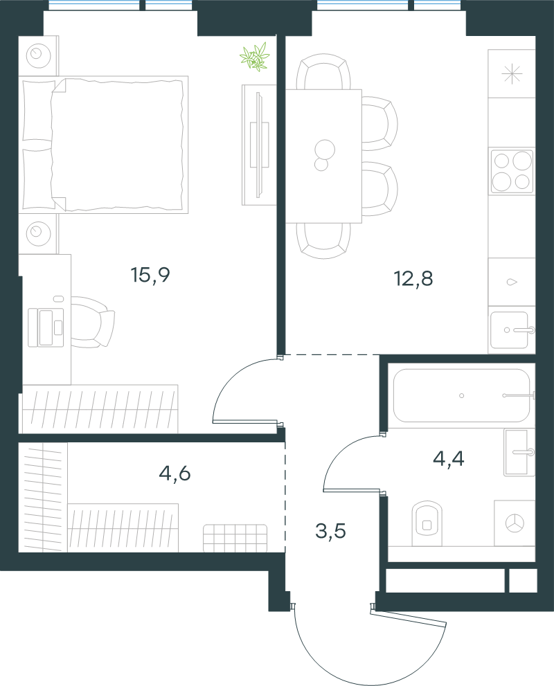 1 ккв 41,2 м²