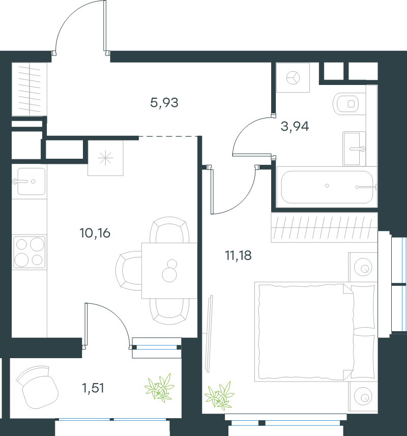 1 ккв 32,7 м²