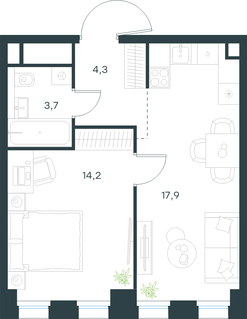 2 ккв (Евро) 40,1 м²