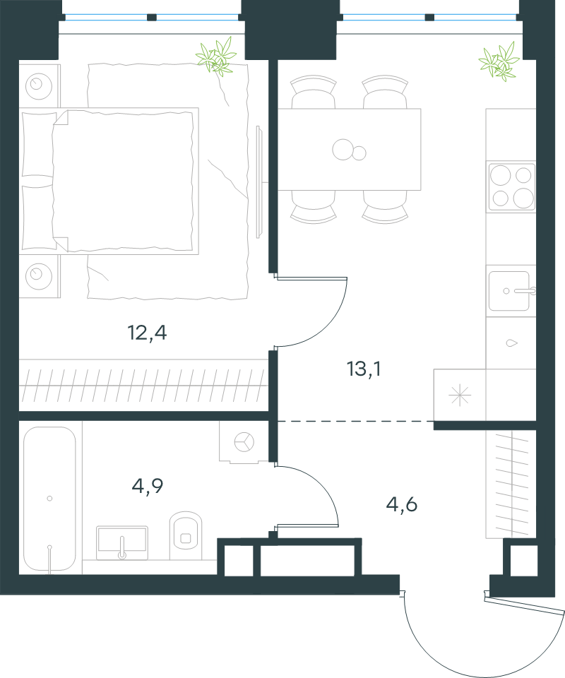 1 ккв 35 м²