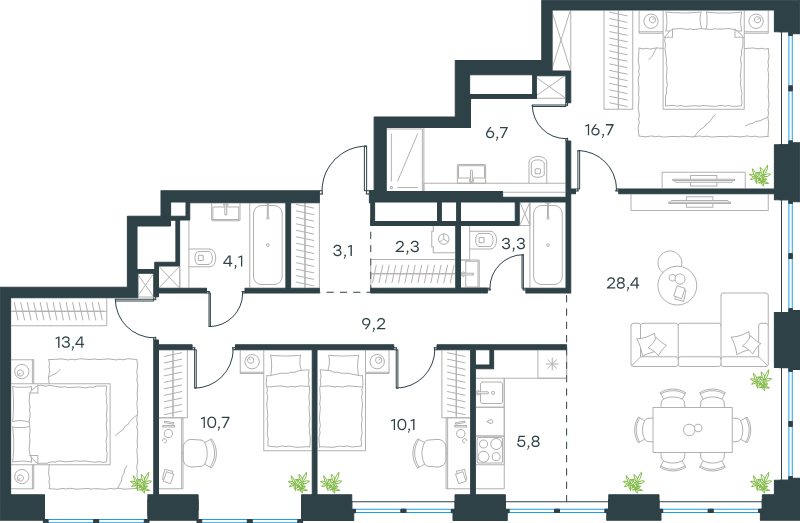 5 ккв (Евро) 113,8 м²