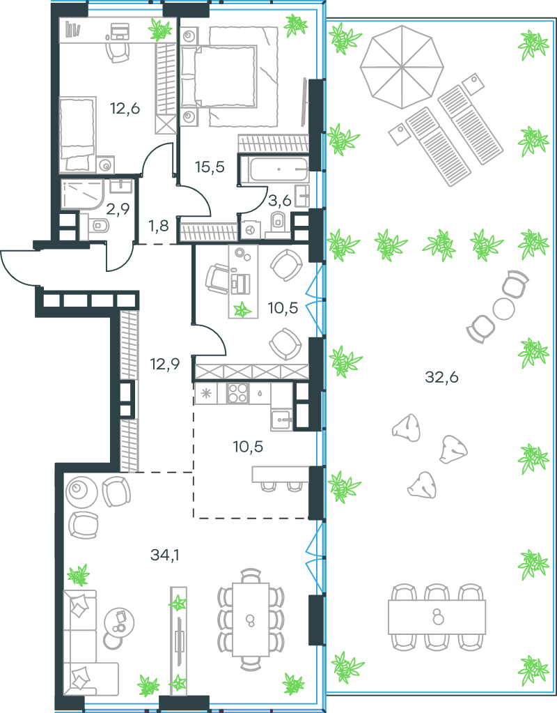 4 ккв (Евро) 134,2 м²