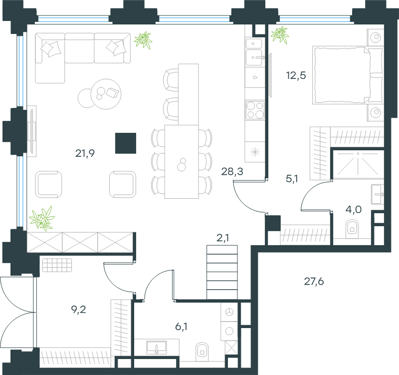 6 ккв (Евро) 191,7 м²