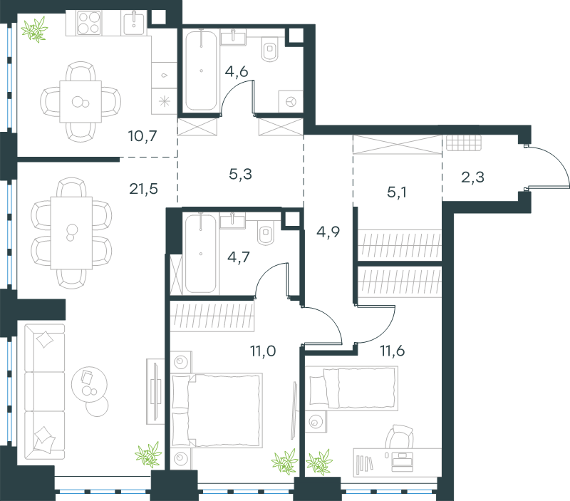 3 ккв 81,7 м²
