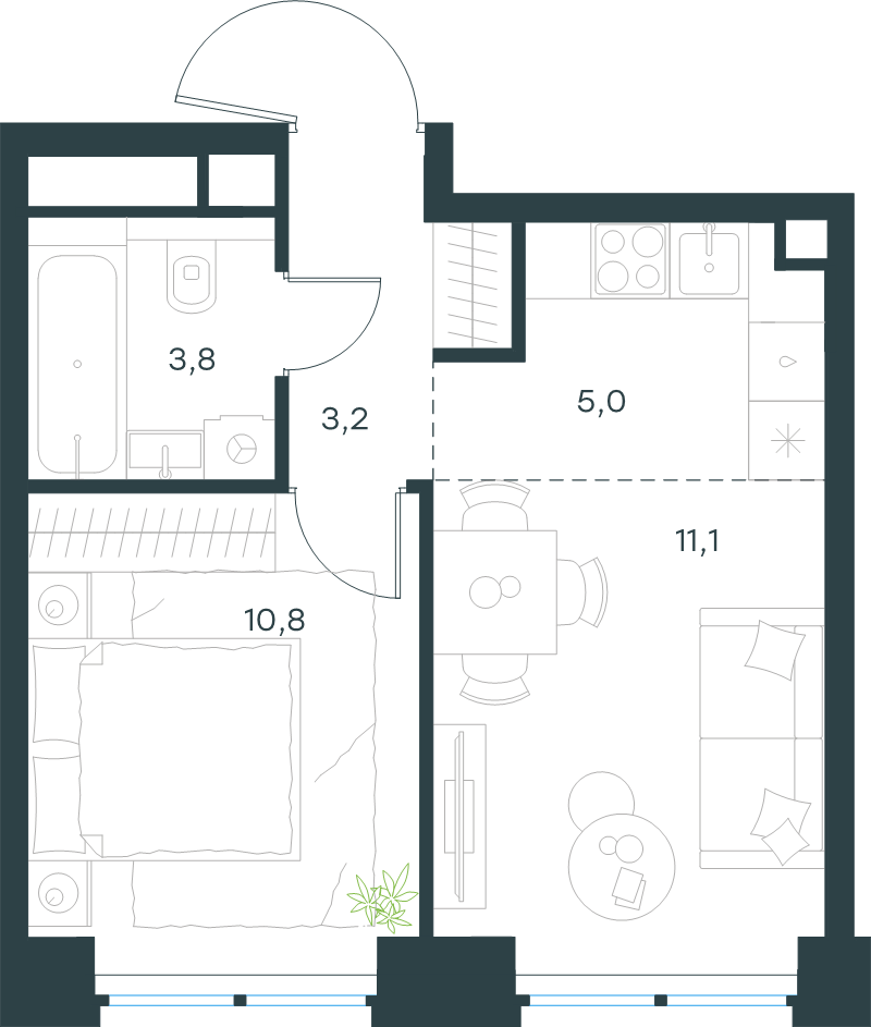 2 ккв (Евро) 33,9 м²