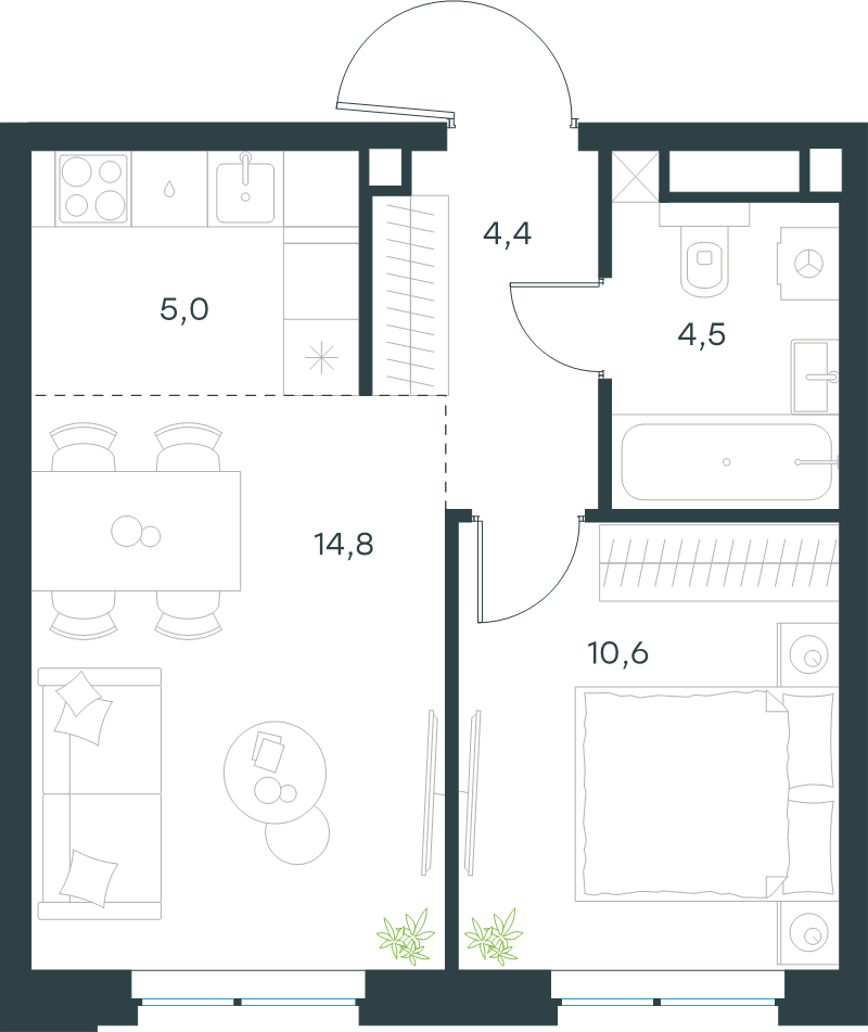 2 ккв (Евро) 39,3 м²