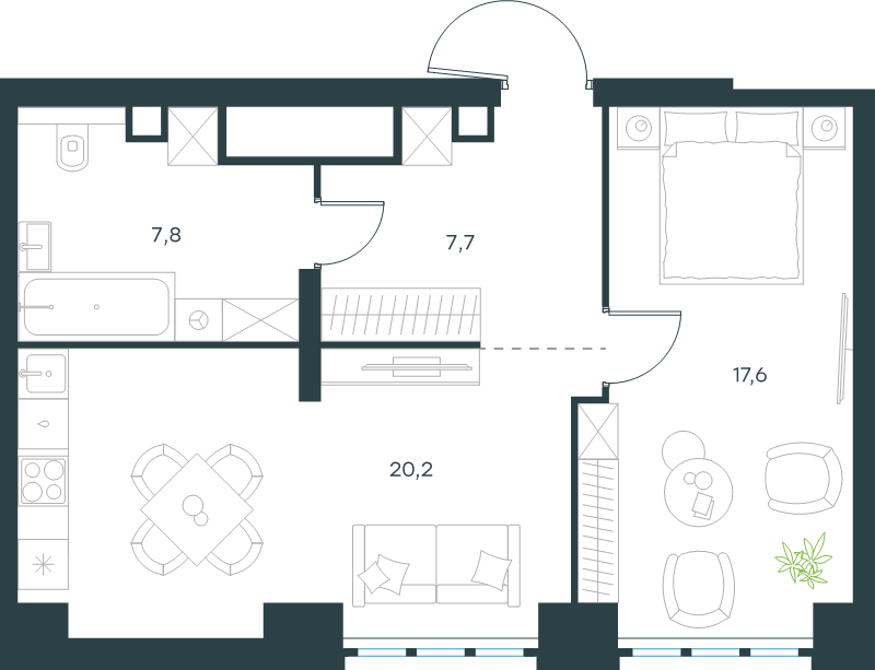 2 ккв (Евро) 53,3 м²