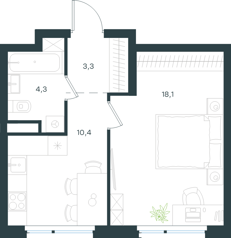 1 ккв 36,1 м²