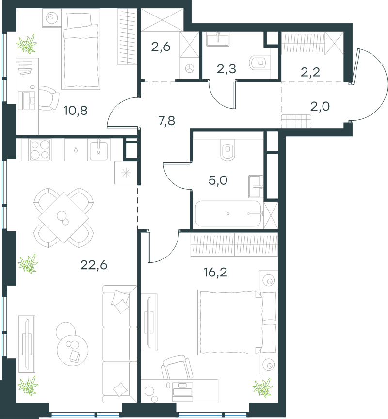 3 ккв (Евро) 71,5 м²