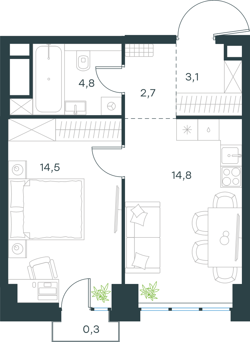 1 ккв 40,2 м²