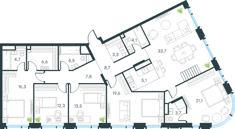 7 ккв (Евро) 220,8 м²
