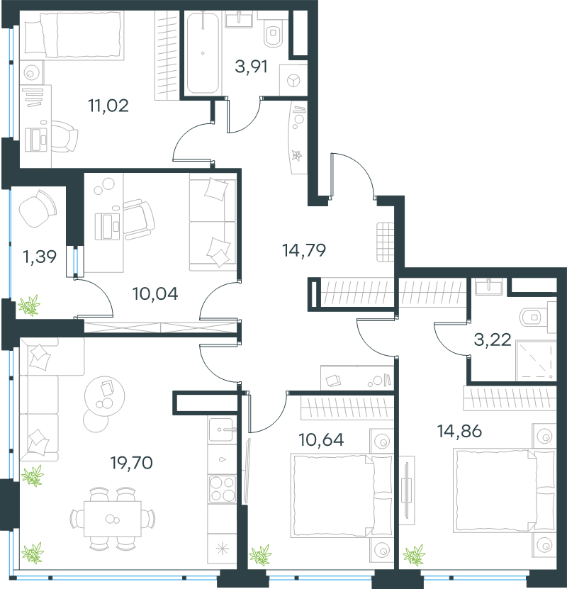 5 ккв (Евро) 89,4 м²